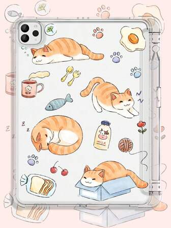 貓印花透明保護套適用於iPad
