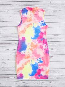 SHEIN 青少年女孩紮染小高領洋裝 - 彩色 - 查看 2