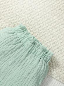 小女童素色吊帶背心和短褲和前排扣襯衫 - 彩色 - 查看 3