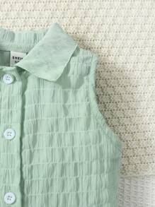 小女童素色吊帶背心和短褲和前排扣襯衫 - 彩色 - 查看 5