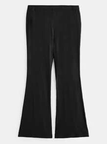 SHEIN BASICS Pantalones acampanados unicolor - Negro - Ver 1