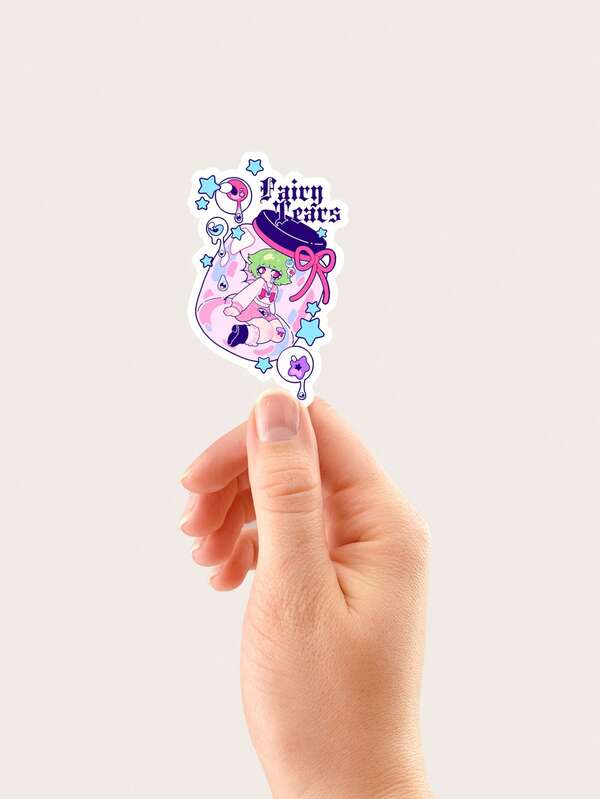 SHEIN X Meowhell 1pc Cartoon Figure Graphic Sticker,Cute Assorted