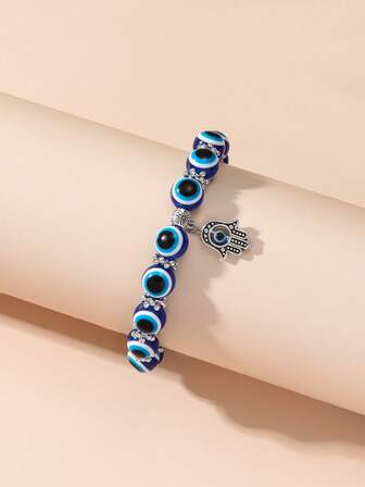 1 pieza Pulsera con cuenta moda mano Hamsa & diseño de aojo para mujeres para decoración diaria