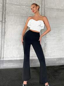 SHEIN SXY Áo nữ Dây kéo Xù phân lớp màu trơn Giải trí - trắng - Xem 4