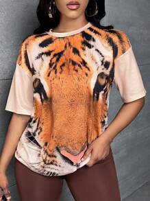 SHEIN SXY Áo thun nữ Thú vật Giải trí - Nhiều màu - Xem 3