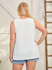 SHEIN LUNE Plus cu dantelă contrastată cu decolteu în V Schiffy - alb - Vizualizare 2