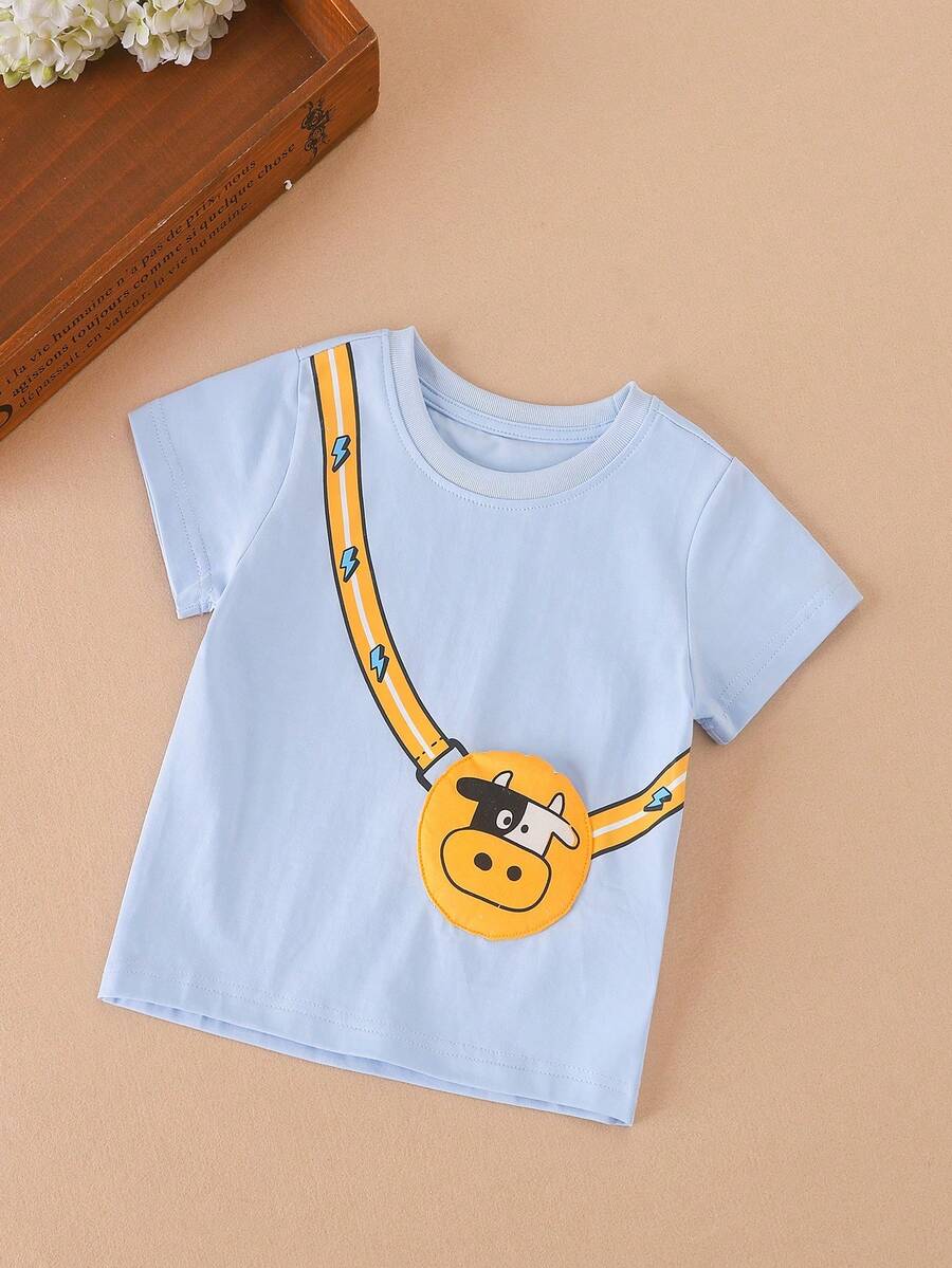 Niñito Camiseta con estampado de bolso - Celeste - Ver 1