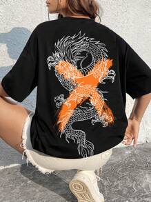 SHEIN Coolane Áo thun nữ Thú vật Giải trí - màu đen - Xem 4