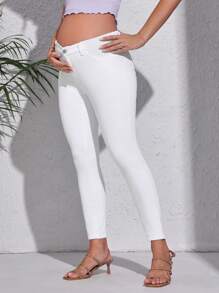 SHEIN Maternity High Waist Skinny Jeans - White - View 3