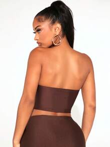 SHEIN SXY Ring Linked Cut Out Front Tube Top - Chocolate Brown - View 2