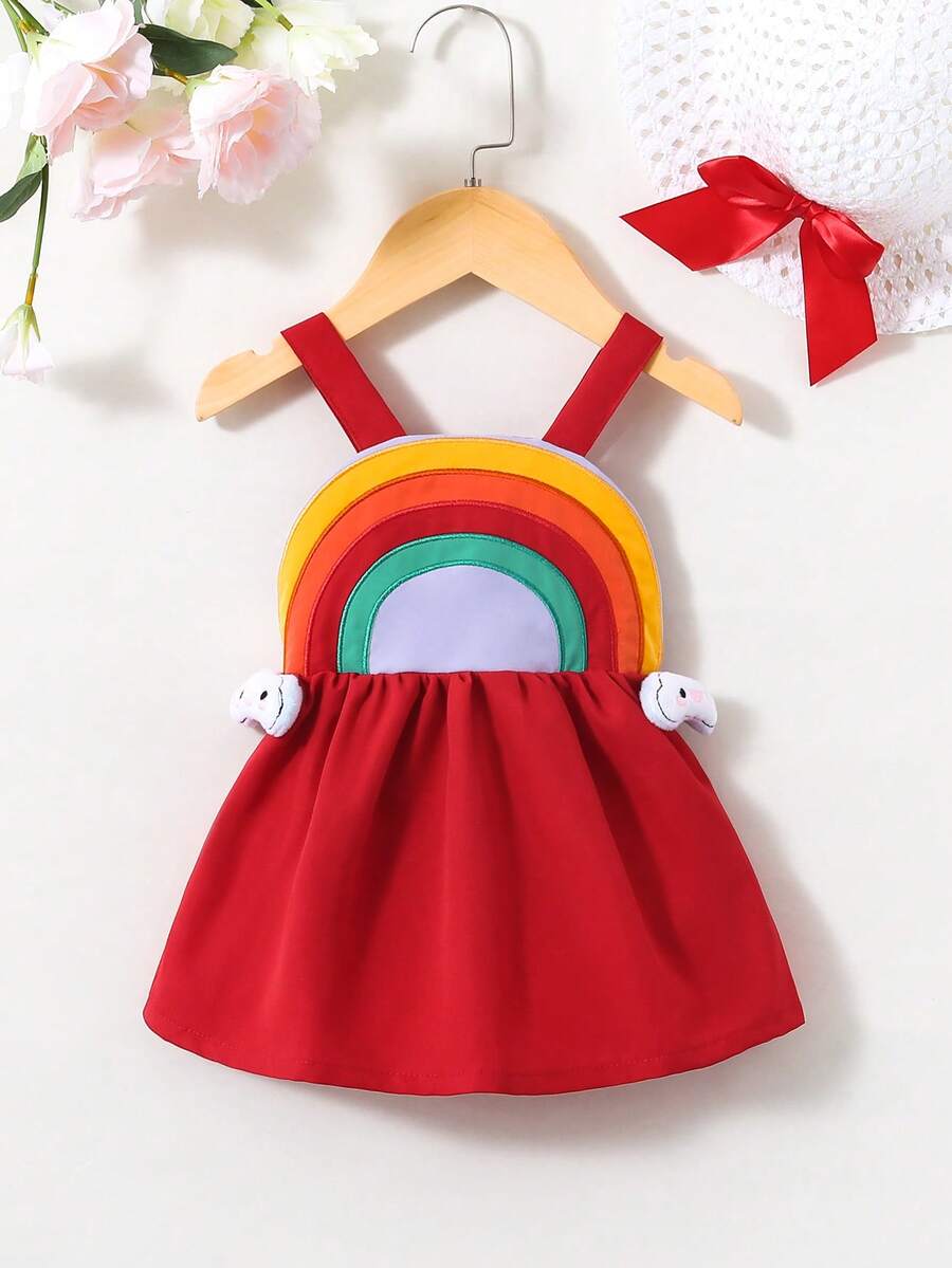 SHEIN 嬰兒彩虹條紋印花3D貼布服裝 - 彩色 - 查看 1