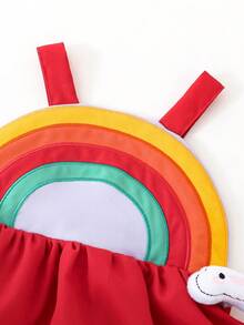 SHEIN 嬰兒彩虹條紋印花3D貼布服裝 - 彩色 - 查看 3