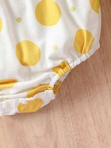 SHEIN 嬰兒波點圖案荷葉邊吊帶連體衣和帽 - 彩色 - 查看 5