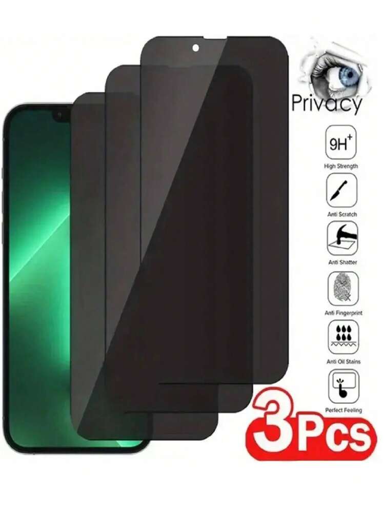 3pcs Privacy Protection Screen Protection Tempered Film Compatible With IPhone 16/16 Plus/16 Pro/16 Pro Max/15/15Plus/15Pro/15Promax Gift For Birthday, Family, Friends Tempered Glass, Anti-Spy, Phone Screen Protector, Phone Accessories - Clear - View 1