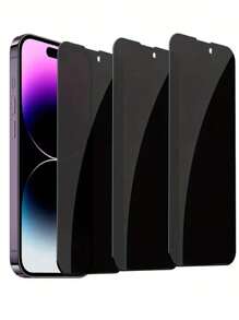 3 片装隐私保护屏幕保护钢化膜适用于 16/16 Plus/16 Pro/16 Pro Max/15/15Plus/15Pro/15Promax 生日、家人、朋友礼物钢化玻璃、防窥、手机屏幕保护膜、手机配件 - 無色 - 查看 2