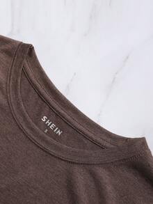 SHEIN Essnce Camiseta con estampado floral - Marrón Chocolate - Ver 3