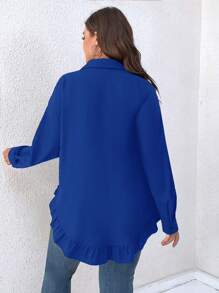 SHEIN Clasi 大碼荷葉邊落肩袖襯衫