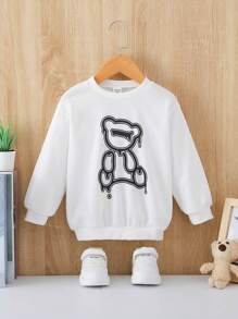 SHEIN Baby Bear Print Sweatshirt - White - View 1