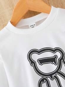 SHEIN Baby Bear Print Sweatshirt - White - View 3
