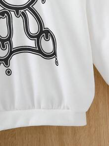 SHEIN Baby Bear Print Sweatshirt - White - View 5