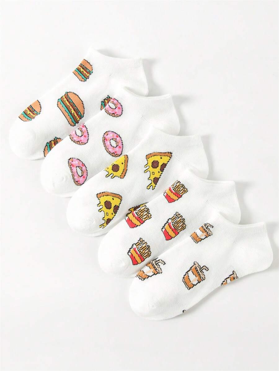 5 đôi Vớ mắt cá chân in hình thực phẩm thời trang cho mùa xuân - Nhiều màu - Xem 1