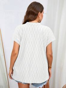 SHEIN LUNE Áo sơ mi Plus Size màu trơn Giải trí - trắng - Xem 2