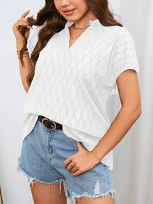 SHEIN LUNE Áo sơ mi Plus Size màu trơn Giải trí - trắng - Xem 6