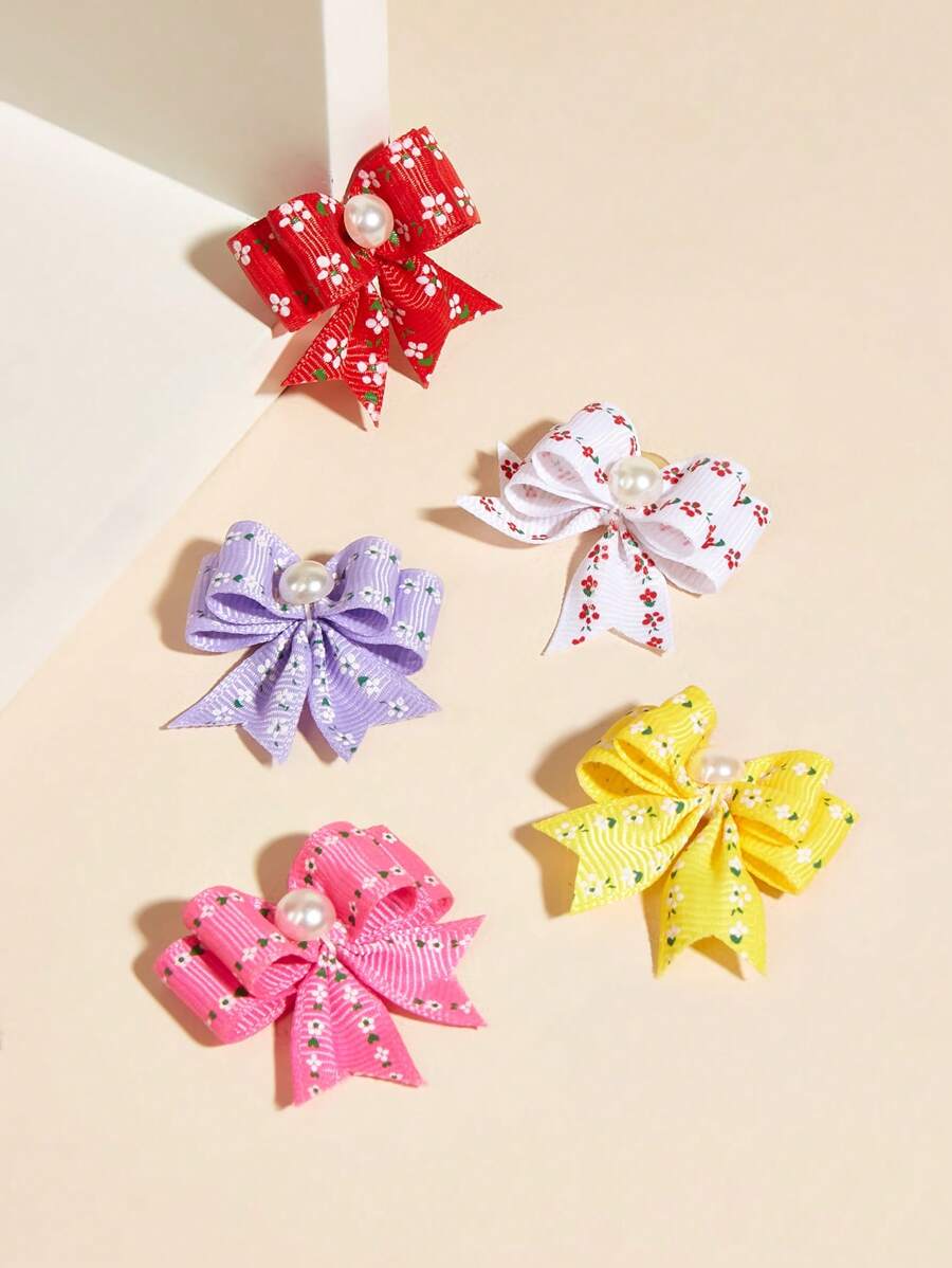 2pcs Random Bow Decor Pet Hair Clip For Dog And Cat For Decoration - Multicolor - View 1
