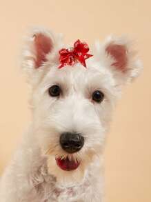 2pcs Random Bow Decor Pet Hair Clip For Dog And Cat For Decoration - Multicolor - View 2