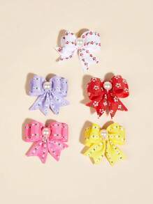2pcs Random Bow Decor Pet Hair Clip For Dog And Cat For Decoration - Multicolor - View 3