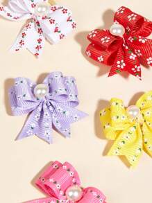 2pcs Random Bow Decor Pet Hair Clip For Dog And Cat For Decoration - Multicolor - View 4