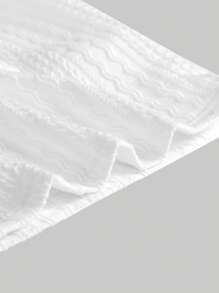 SHEIN Chicas adolescentes Camiseta fruncido delantero tejido de cable - Blanco - Ver 3