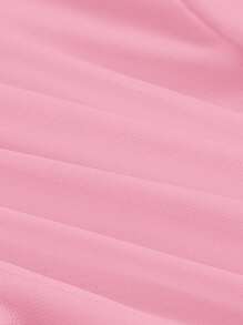SHEIN MOD 胸部褶皺木耳邊短款寬肩帶上衣 - 淺粉色 - 查看 4