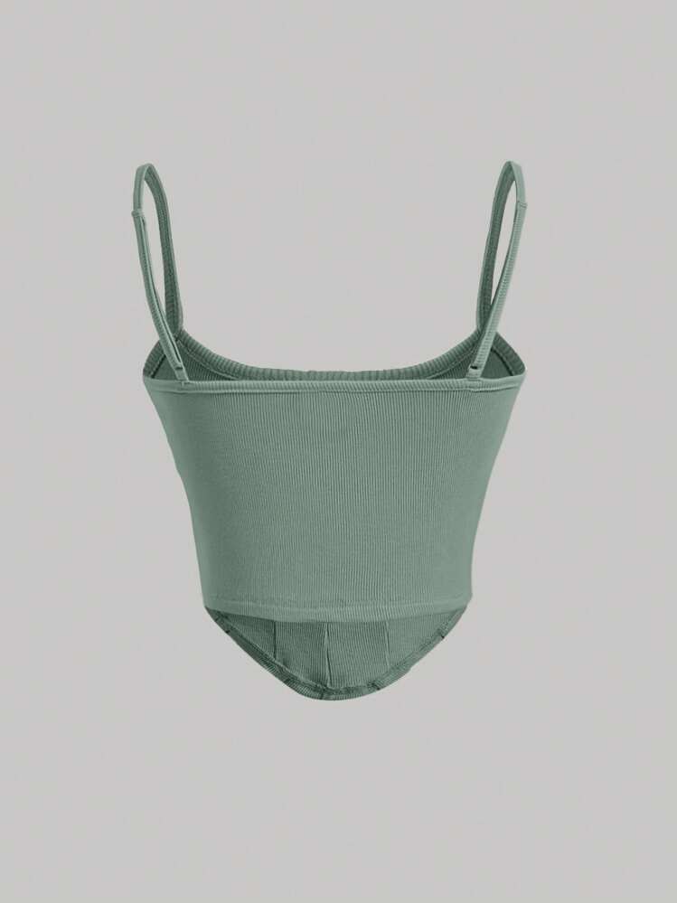 SHEIN MOD Top à fines brides unicolore - Vert menthe - Voir 2