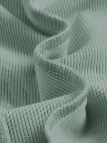 SHEIN MOD Áo khoác và áo lót dành cho xe tăng nữ Bất đối xứng Gân đan màu trơn Giải trí - Màu xanh Bạc hà - Xem 4