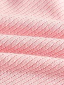 SHEIN MOD Áo thun nữ Cắt ra màu trơn Giải trí - Màu Hồng baby - Xem 4