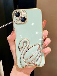 天鵝裝飾手機殼帶底座 - 綠色 - 查看 1