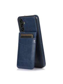 Funda para móvil unicolor PU con magnético con ranura de tarjeta - Azul - Ver 1