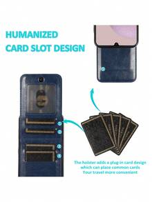 Funda para móvil unicolor PU con magnético con ranura de tarjeta - Azul - Ver 5