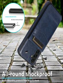 Funda para móvil unicolor PU con magnético con ranura de tarjeta - Azul - Ver 6
