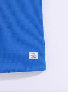 SHEIN 小女童字母補丁細節連帽背心洋裝 - 藍色 - 查看 3