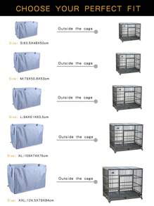 1pc Solid Color Foldable Pet Cage Cover For Dog And Cat For All Season - Grey - View 4