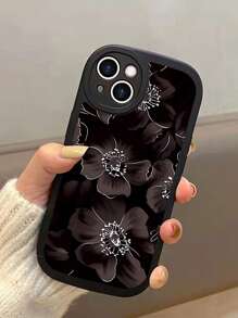 Flower Pattern Phone Case - Black and White - View 1