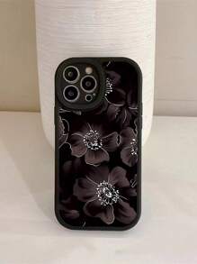Flower Pattern Phone Case - Black and White - View 2