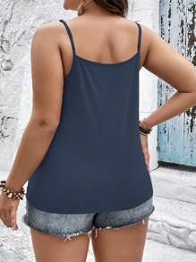 SHEIN LUNE Plus Twist Hem Cami Top - Navy Blue - View 2