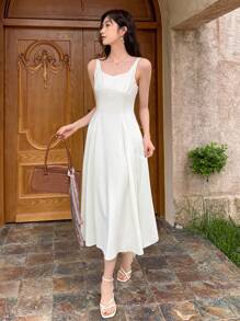 DAZY Solid Cami Dress - White - View 1