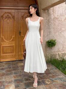 DAZY Solid Cami Dress - White - View 5