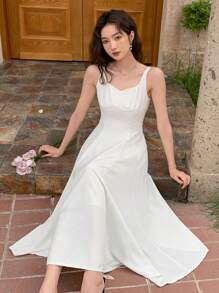 DAZY Solid Cami Dress - White - View 6
