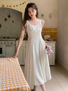 DAZY Solid Cami Dress - White - View 7