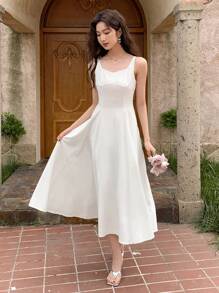 DAZY Solid Cami Dress - White - View 8